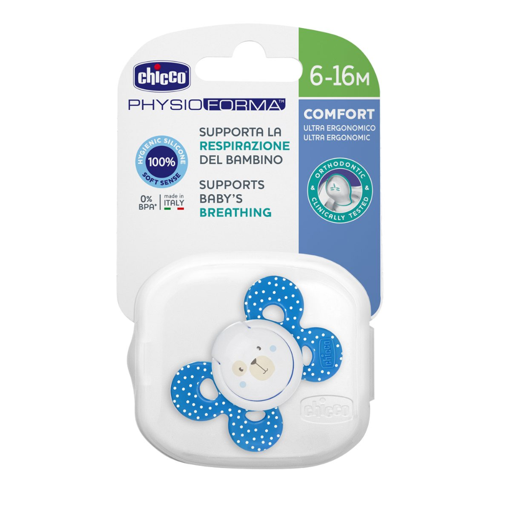 Chicco Soother Physio Comfort Blue Sil 6 - 12 months 1Pc