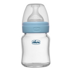 Chicco Well-Being Glass Feeding Bottle (120ml, Slow Flow) - Blue