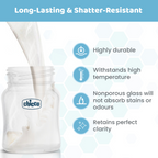 Chicco Well-Being Glass Feeding Bottle (120ml, Slow Flow) - Blue