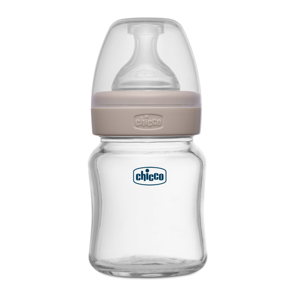 Chicco Well-Being Glass Feeding Bottle (120ml, Slow Flow) - Neutral