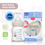 Chicco Well-Being Glass Feeding Bottle (120ml, Slow Flow) - Neutral