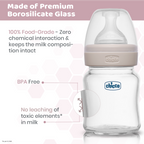 Chicco Well-Being Glass Feeding Bottle (120ml, Slow Flow) - Neutral
