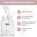Chicco Well-Being Glass Feeding Bottle (120ml, Slow Flow) - Neutral