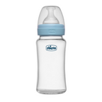 Chicco Well-Being Glass Feeding Bottle (240ml, Medium Flow) - Blue