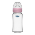 Chicco Well-Being Glass Feeding Bottle (240ml, Medium Flow) - Pink