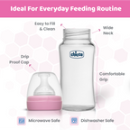 Chicco Well-Being Glass Feeding Bottle (240ml, Medium Flow) - Pink