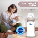 Chicco Well-Being Glass Feeding Bottle (240ml, Medium Flow) - Neutral