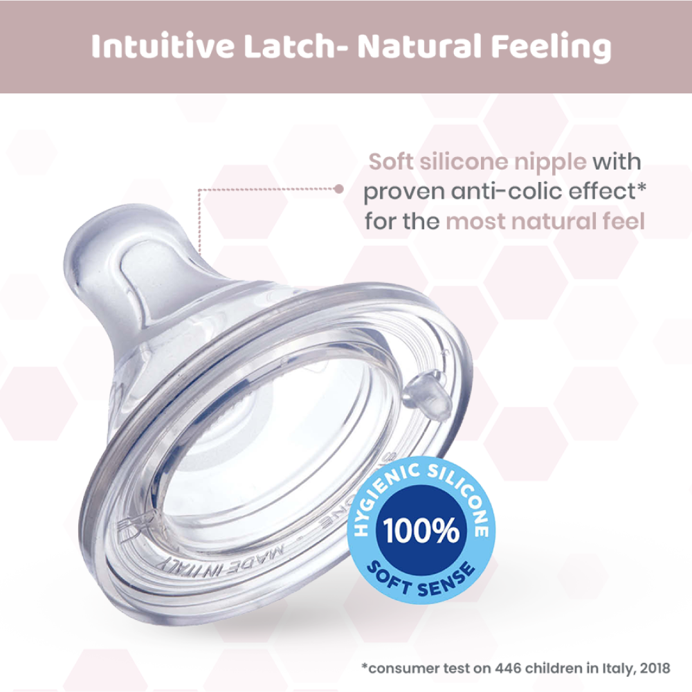 Chicco Well-Being Glass Feeding Bottle (240ml, Medium Flow) - Neutral