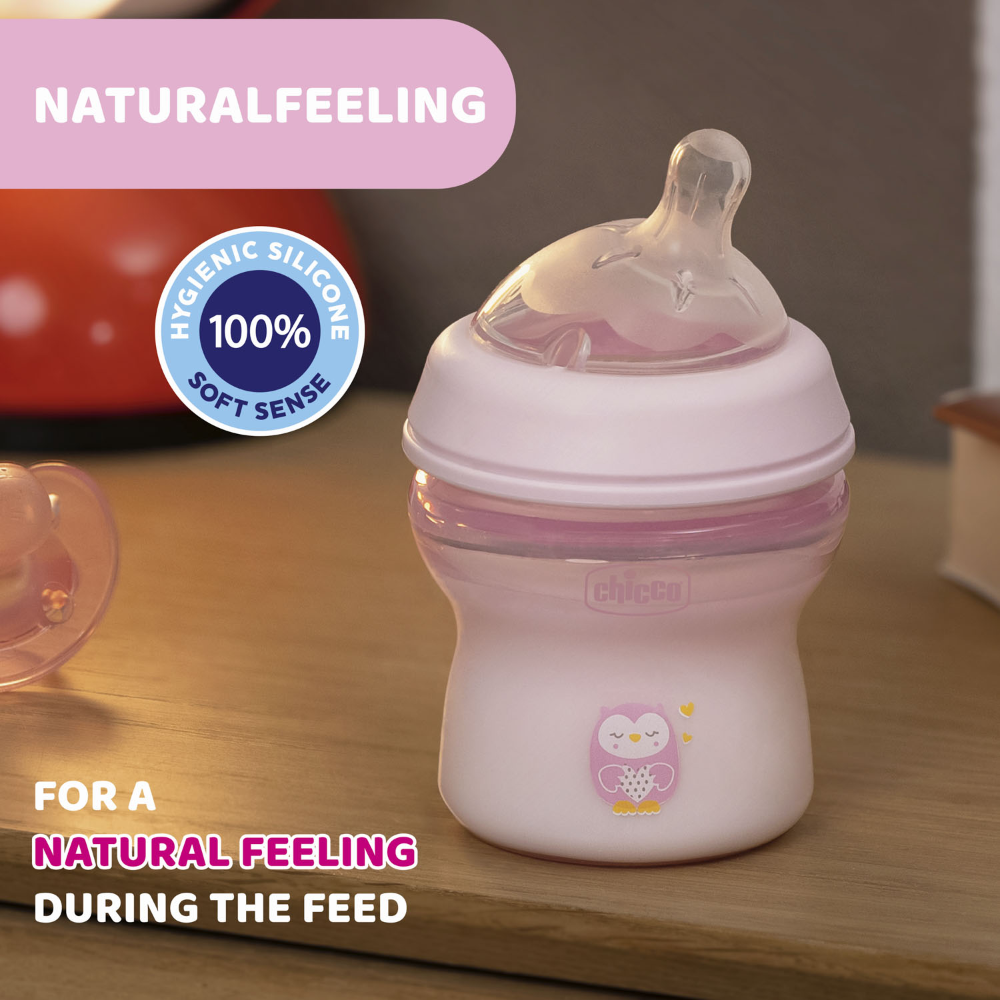 Chicco Natural Feeling Feeding Bottle 0M+ 150ml - Pink