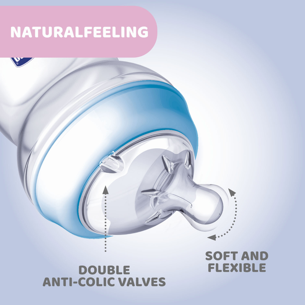 Chicco Natural Feeling Feeding Bottle 0M+ 150ml - Blue