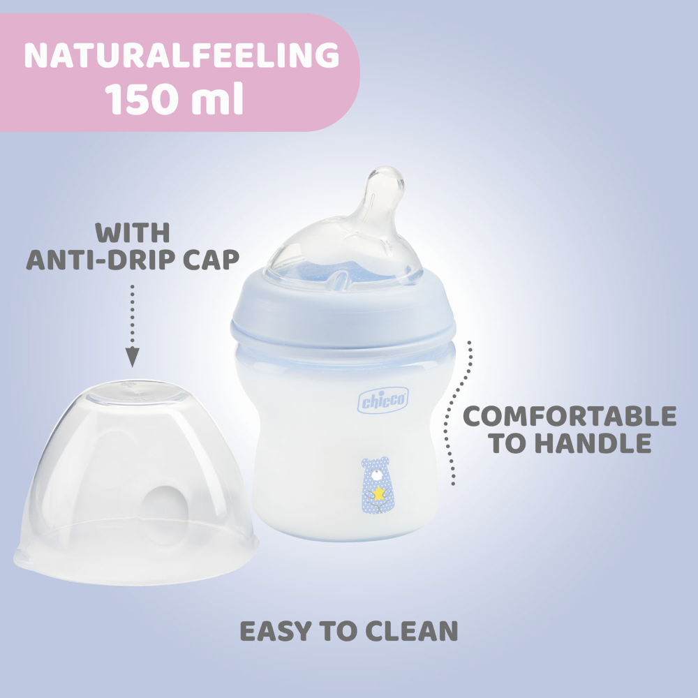 Chicco Natural Feeling Feeding Bottle 0M+ 150ml - Blue