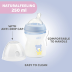 Chicco Natural Feeling Feeding Bottle 2M+ 250ml - Blue
