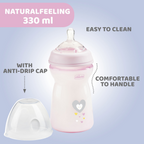 Chicco Natural Feeling Feeding Bottle 6M+ 330ml - Pink