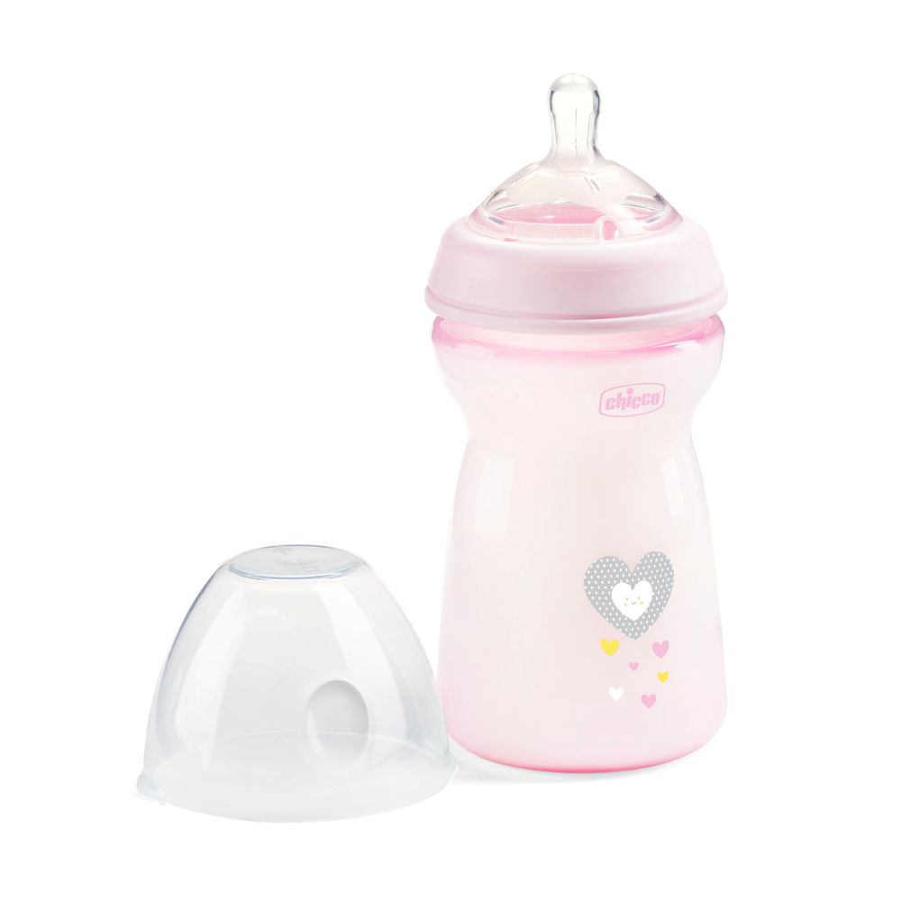 Chicco Natural Feeling Feeding Bottle 6M+ 330ml - Pink