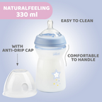 Chicco Natural Feeling Feeding Bottle 6M+ 330ml - Blue
