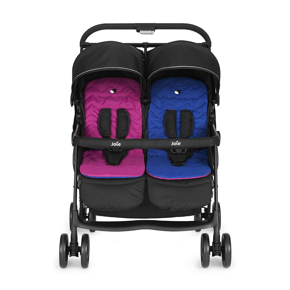 Joie Aire Twin Stroller with Rain Cover - Rosy & Sea