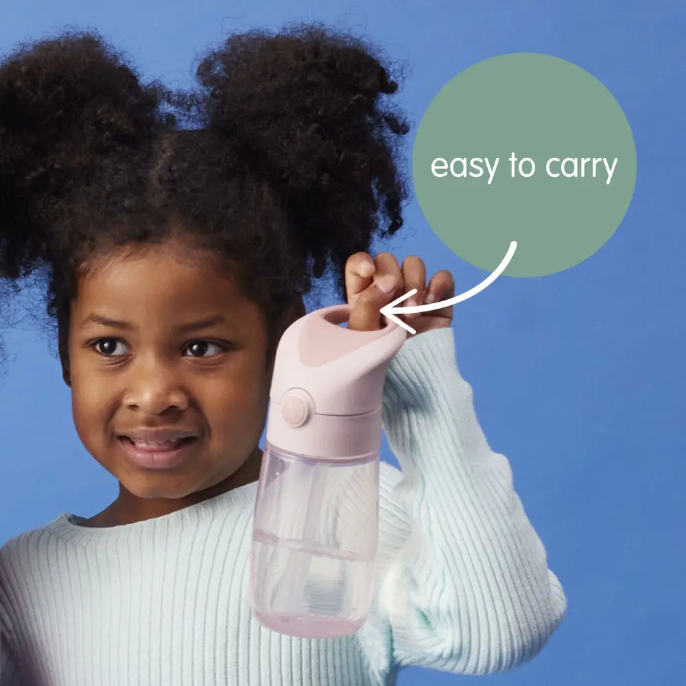 B.Box Straw Drink Bottle Junior 380mL Leakproof & Easy Carry Bottle for Toddlers & Preschoolers - Free-Flowing - Sparemint Green