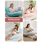 Momcozy G Shaped Cooling Fabric Pregnancy Pillow White