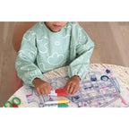 Beaba 2-in-1 Waterproof Bib with Detachable Sleeves, Foldable Food Catcher Pocket, Adjustable Snap Fit & Elastic Cuffs, Soft & Easy-Clean Bib for Feeding & Activities, 4M+
