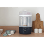 Beaba 2-in-1 Baby Bottle Sterilizer and Dryer, Fast 8-Min Steam Sterilization, Eliminates 99.9% Bacteria, 3 Modes – Sterilize, Dry or Both, Large Capacity for 6 Bottles & Accessories, Night Blue, 0m+
