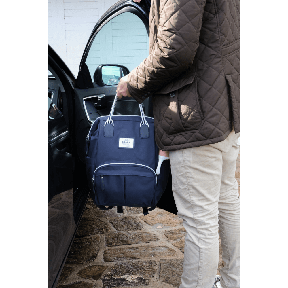 Beaba Wellington Diaper Bag – Stylish Backpack for Moms & Dads – Large Capacity Baby Bag with Changing Mat, Insulated Bottle Holder, Multiple Pockets, Durable, Water-Resistant – Travel & Everyday Use