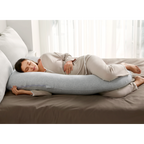Momcozy G Shaped Cooling Fabric Pregnancy Pillow White
