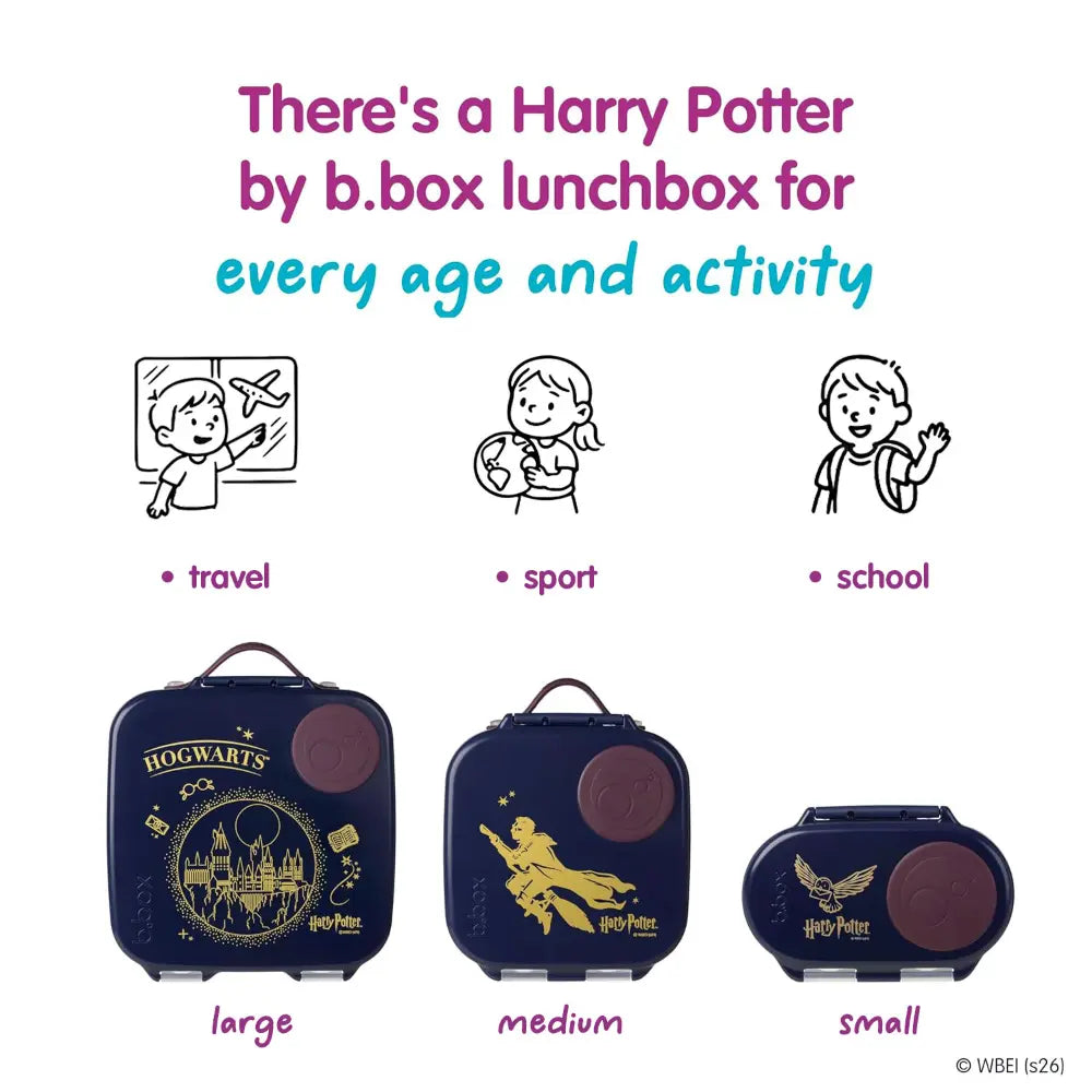 B.Box Warner Bros Harry Potter Mini Lunchbox for Kids – 1L Capacity, Adjustable Divider, Flexi Fruit Holder, BPA-Free – Multicolor