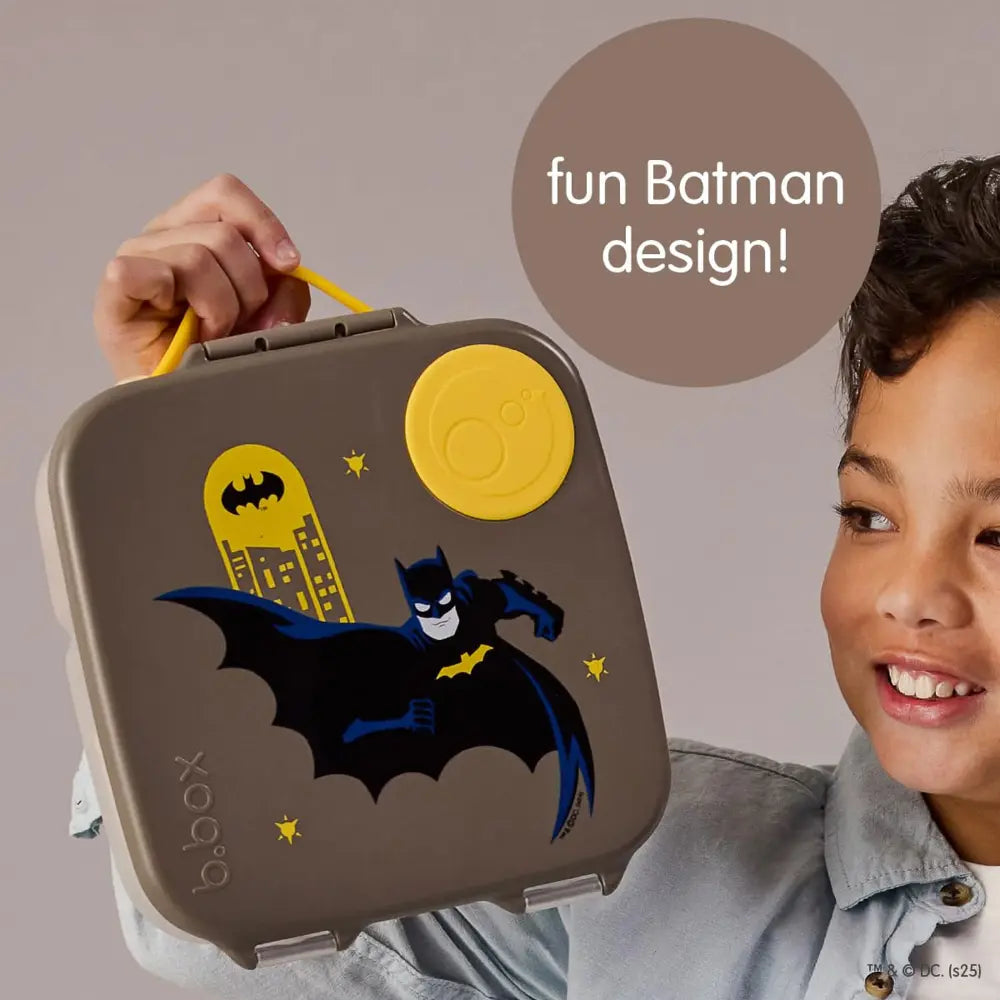 B.Box Warner Bros Batman Kids Lunchbox – 2 Litre, Leak-Proof Bento Style with Gel Cooler Pack, Adjustable Divider & Whole Fruit Compartment – Multicolor