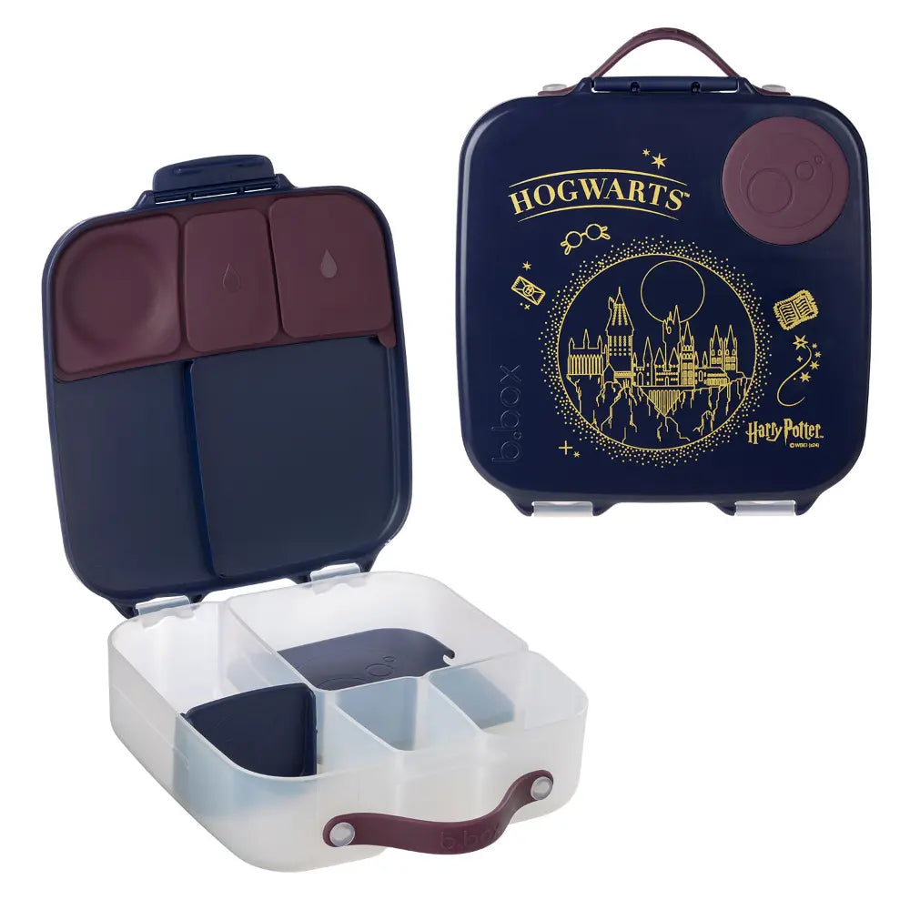 B.Box Warner Bros Harry Potter Kids Lunchbox – 2 Litre, Leak-Proof Bento Style with Gel Cooler Pack, Adjustable Divider & Whole Fruit Compartment – Multicolor