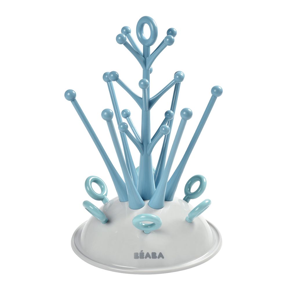 Beaba Baby Bottle Tree Drying Rack, Portable, Compact Drying Rack for 6 Bottles and Accessories with Removable Water Collection Tray, Space-Saving & Dishwasher Safe,  Easy to Fold, Suitable for Baby Bottles, Sipper Cups, and Baby Feeding Essentials