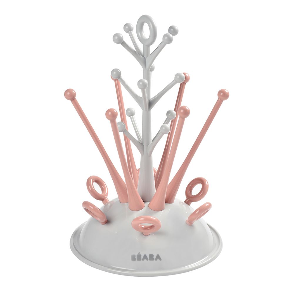 Beaba Baby Bottle Tree Drying Rack, Portable, Compact Drying Rack for 6 Bottles and Accessories with Removable Water Collection Tray, Space-Saving & Dishwasher Safe,  Easy to Fold, Suitable for Baby Bottles, Sipper Cups, and Baby Feeding Essentials
