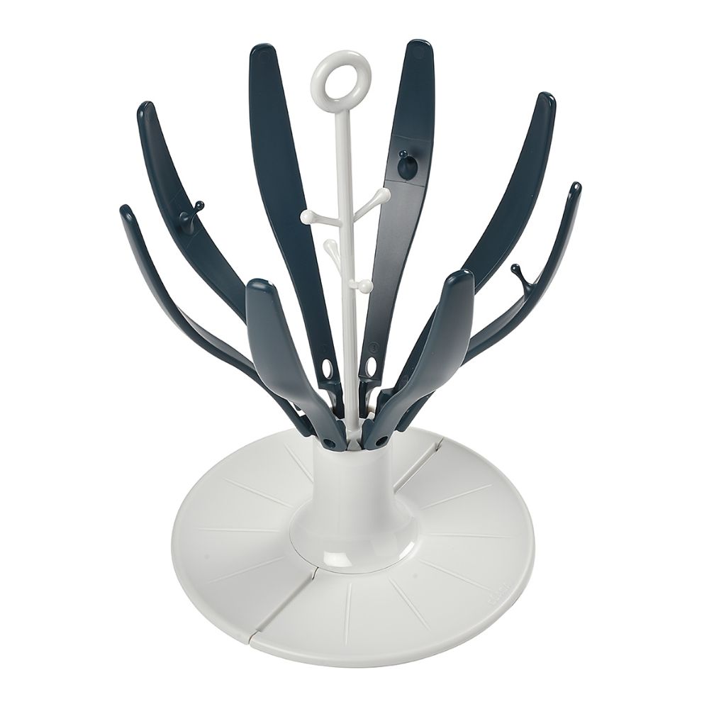 Beaba Baby Bottle Flower Drying Rack, Portable, Compact Drying Rack for 8 Bottles and Accessories with Removable Water Collection Tray, Space-Saving & Dishwasher Safe,  Easy to Fold, Suitable for Baby Bottles, Sipper Cups, and Baby Feeding Essentials