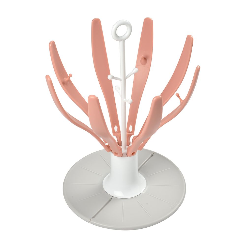 Beaba Baby Bottle Flower Drying Rack, Portable, Compact Drying Rack for 8 Bottles and Accessories with Removable Water Collection Tray, Space-Saving & Dishwasher Safe,  Easy to Fold, Suitable for Baby Bottles, Sipper Cups, and Baby Feeding Essentials