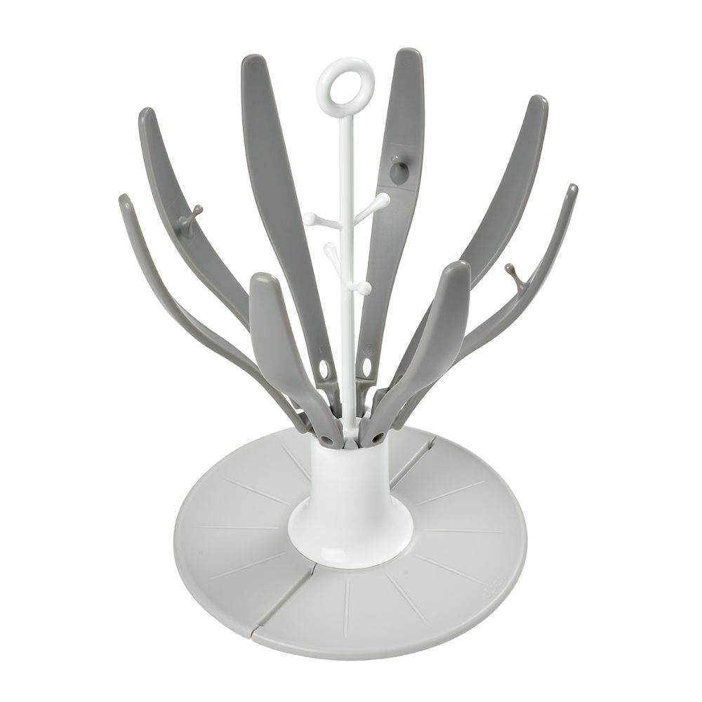 Beaba Baby Bottle Flower Drying Rack, Portable, Compact Drying Rack for 8 Bottles and Accessories with Removable Water Collection Tray, Space-Saving & Dishwasher Safe,  Easy to Fold, Suitable for Baby Bottles, Sipper Cups, and Baby Feeding Essentials