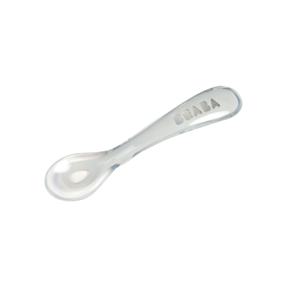 Beaba 2nd Stage Silicone Spoon - Baby Led Weaning Self Feeding Training Spoon with Ultra Soft Tip, Gum Friendly, Ergonomic Handles, BPA Free, 8m+