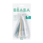 Beaba 1st Stage Silicone Spoon - Set of 4, Baby Led Weaning Self Feeding Training Spoon with Ultra Soft Tip, Gum Friendly, Ergonomic Handles, BPA Free, 4m+