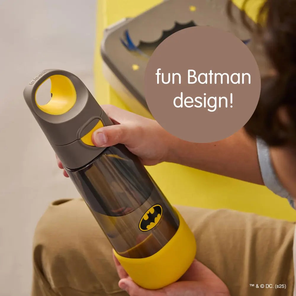 B.Box Warner Bros Batman Tritan Straw Water Bottle for Kids – 600ml, Durable & Spill-Proof, BPA-Free, Easy Grip Design – Multicolor
