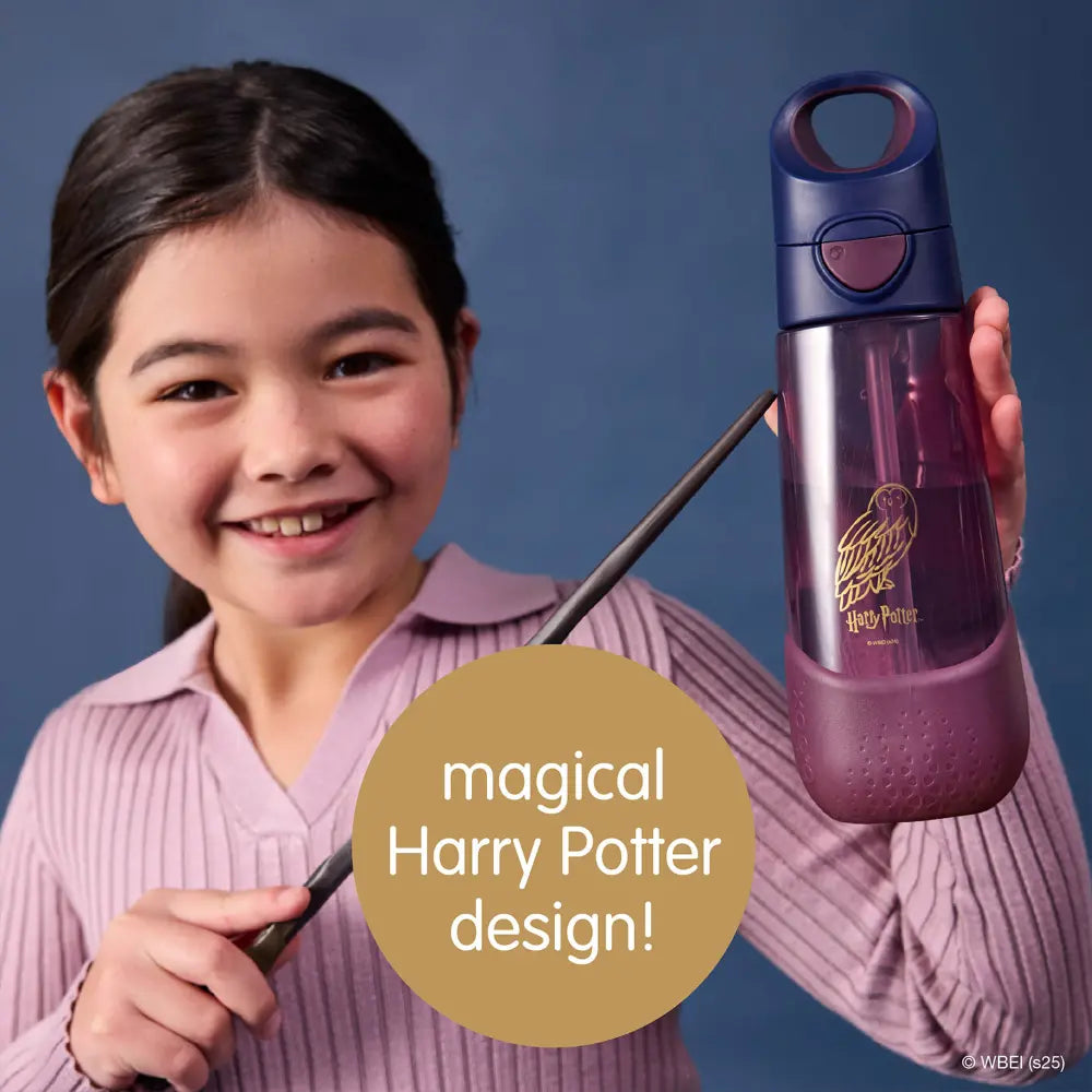 B.Box Warner Bros. Harry Potter Tritan Straw Water Bottle for Kids – 600ml, Durable & Spill-Proof, BPA-Free, Easy Grip Design – Multicolor