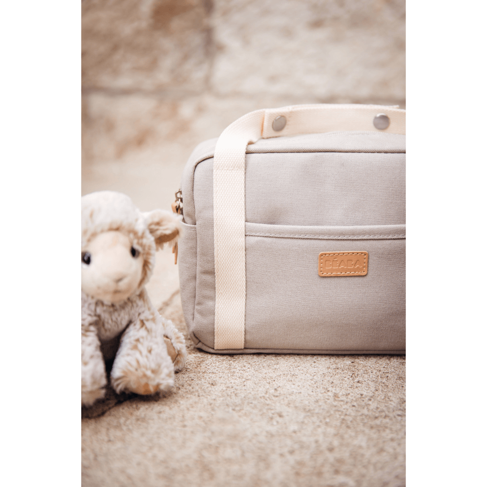 Beaba Mini Paris Baby Diaper Bag – Multifunctional Travel Baby Bag with 5L Capacity, Multi-Pocket Organizer with Stroller Clips, 100% Cotton, Ideal for Moms & Dads