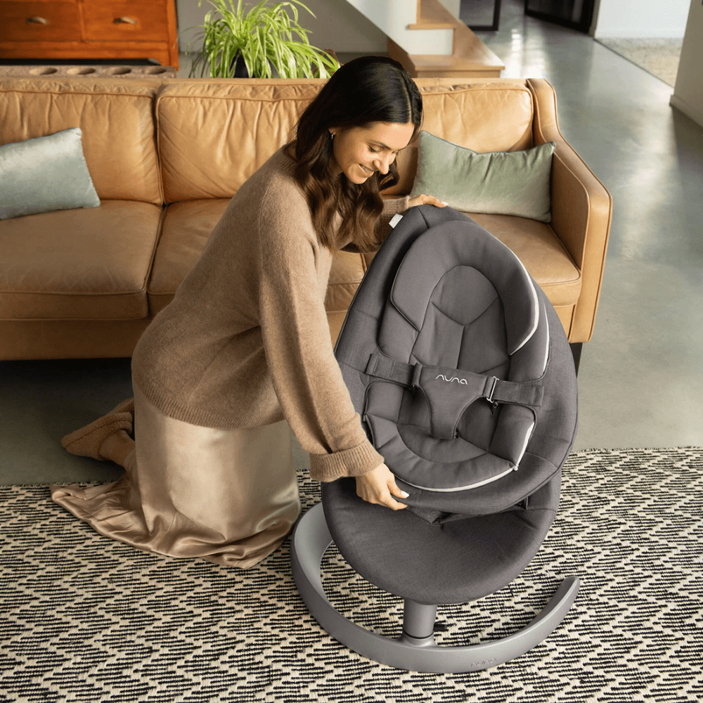 Nuna Leaf Grow Baby Bouncer|Sleek Design|Rock Solid Base with Motion Lock|3 Ergonomic Recline Positions|New Born to 60 kg - Granite