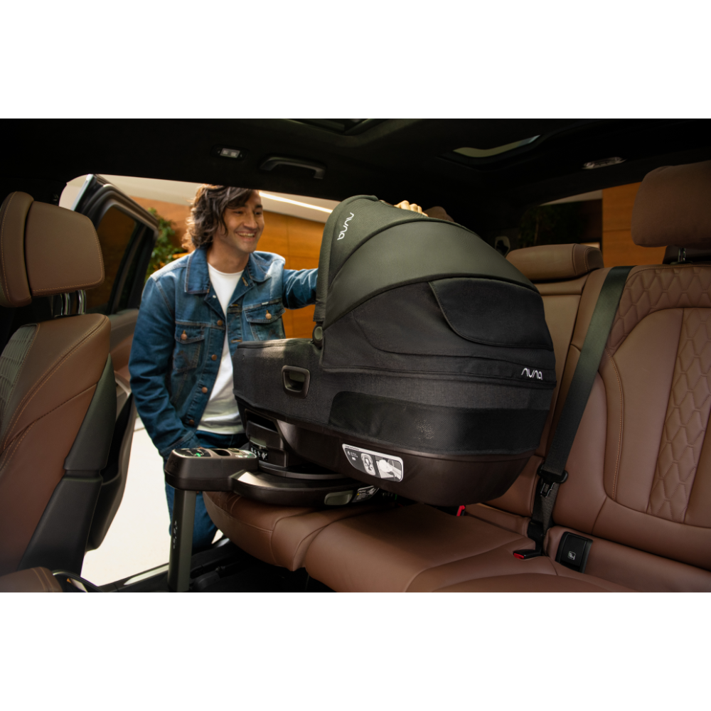 Nuna Base Curv ISOFIX Car Seat Base-Smart Swivel Lock- Button For 360 Degrees Rotation Adjustment-With Steel Stability Leg-Caviar