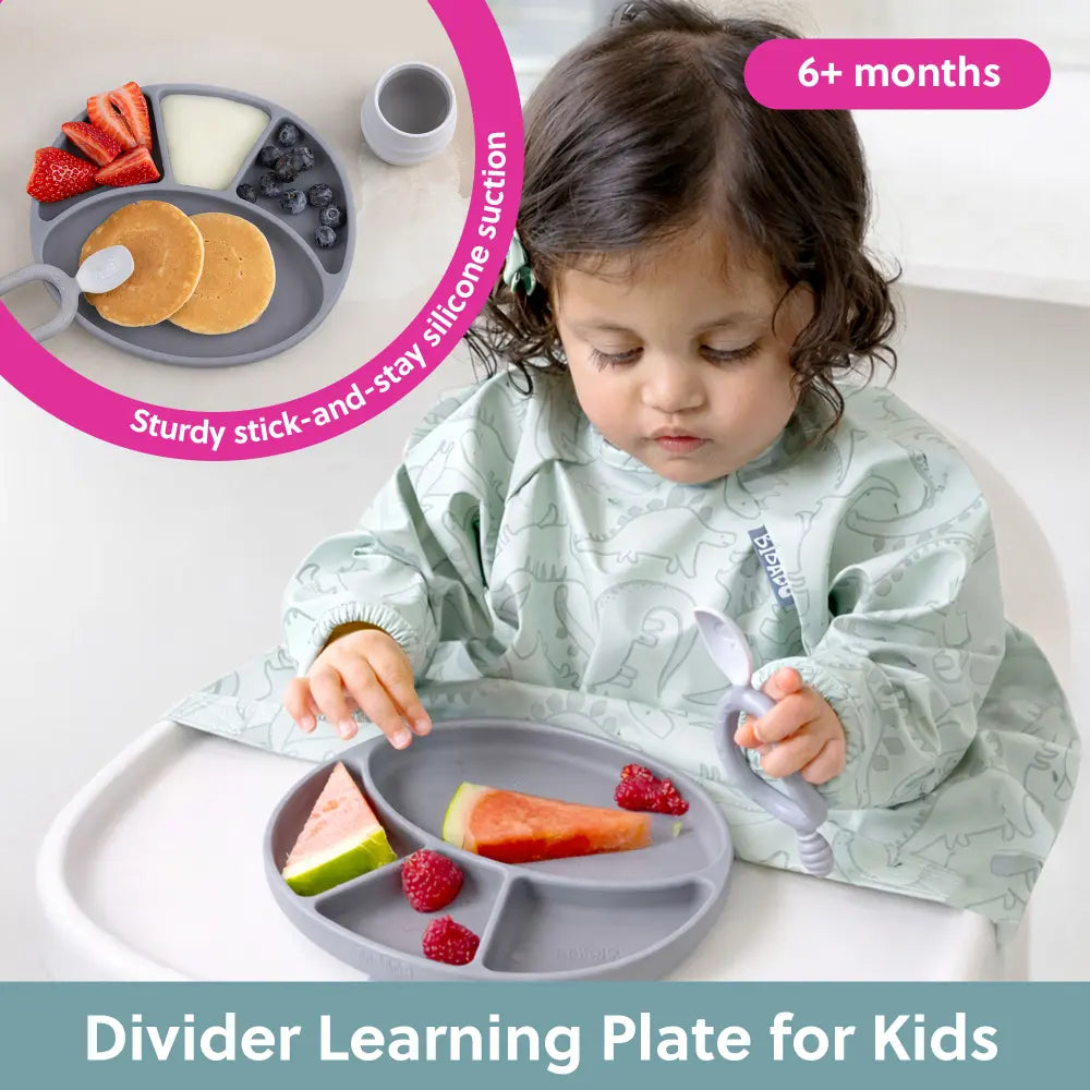 BiBaDo Silicone Suction Plate for Baby, Divider Plate for Self Baby Feeding