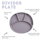 BiBaDo Silicone Suction Plate for Baby, Divider Plate for Self Baby Feeding