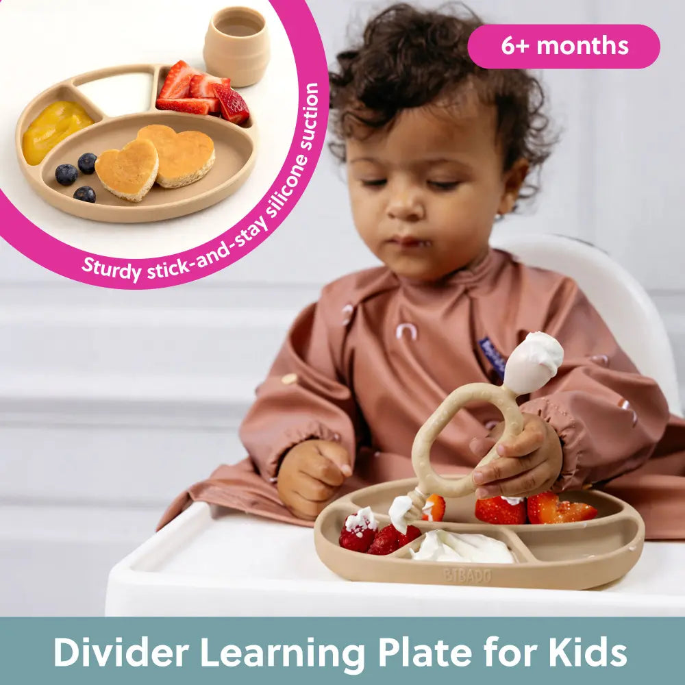 BiBaDo Silicone Suction Plate for Baby, Divider Plate for Self Baby Feeding