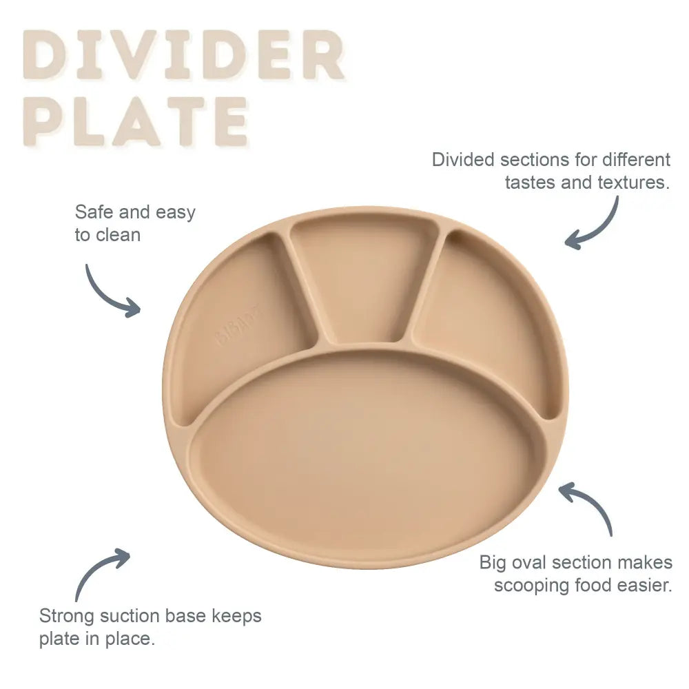 BiBaDo Silicone Suction Plate for Baby, Divider Plate for Self Baby Feeding