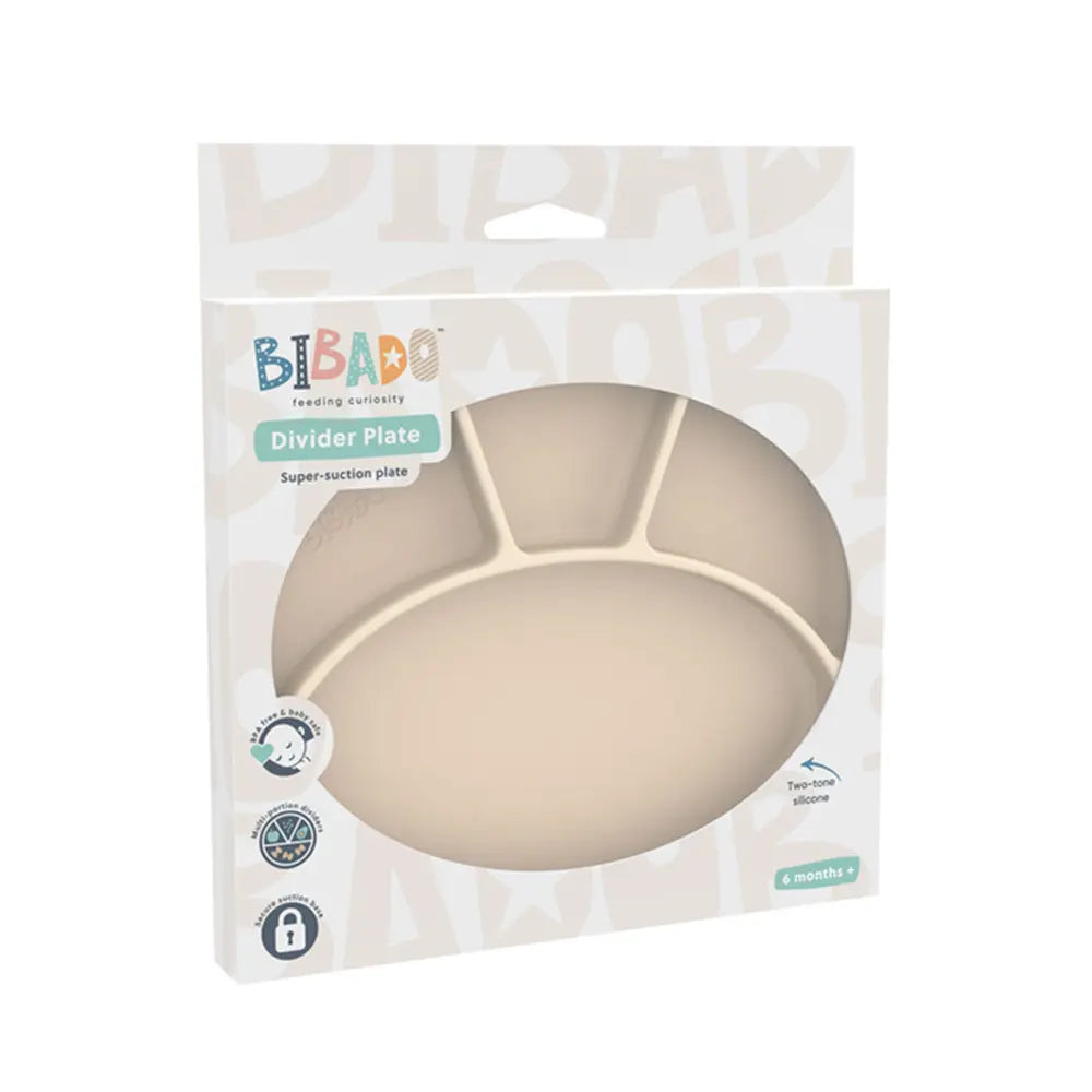BiBaDo Silicone Suction Plate for Baby, Divider Plate for Self Baby Feeding
