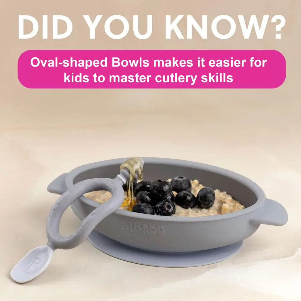 BiBaDo Silicone Suction Bowl – Non-Slip, Easy Scoop Oval Shape Feeding Bowl for Baby– BPA Free