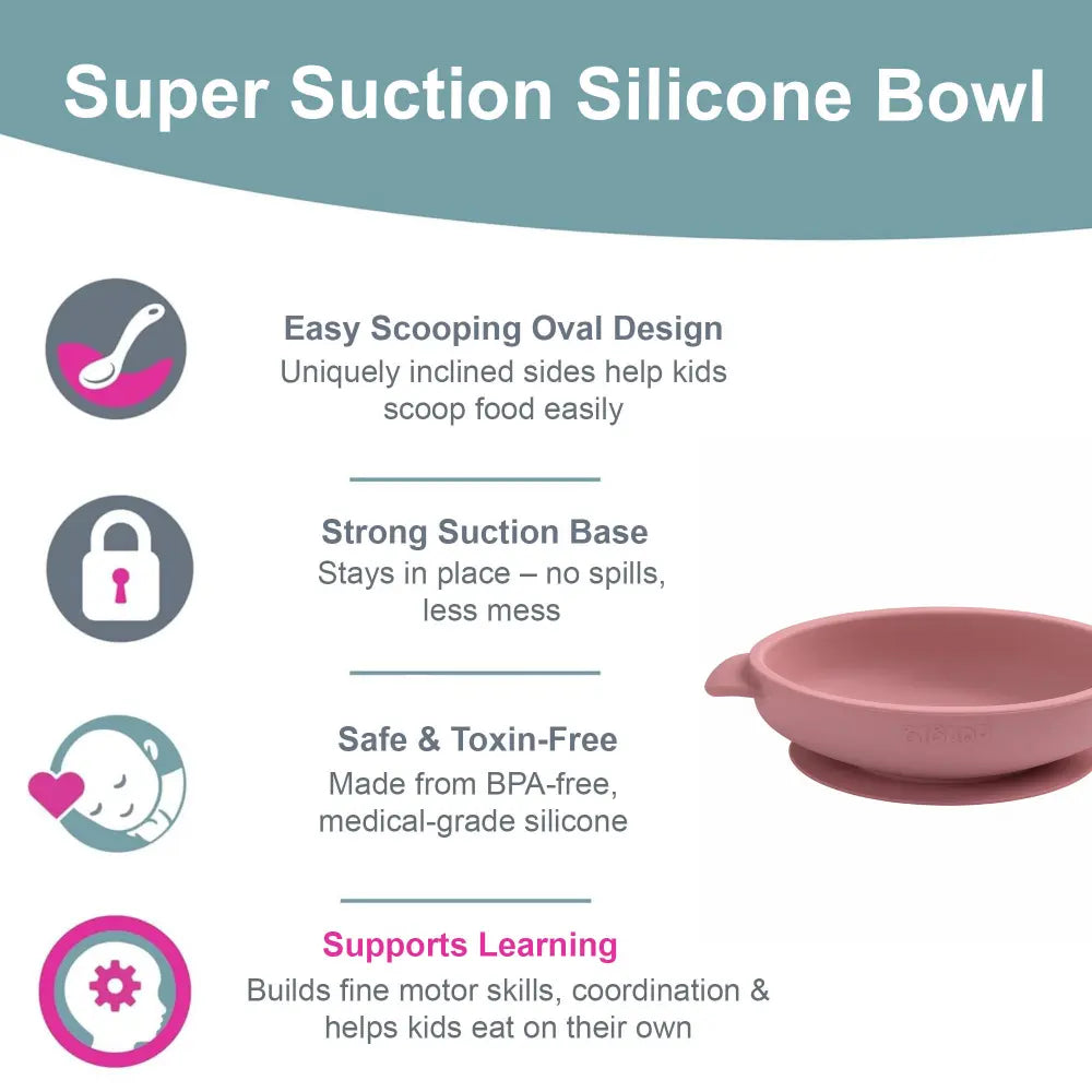 BiBaDo Silicone Suction Bowl – Non-Slip, Easy Scoop Oval Shape Feeding Bowl for Baby– BPA Free