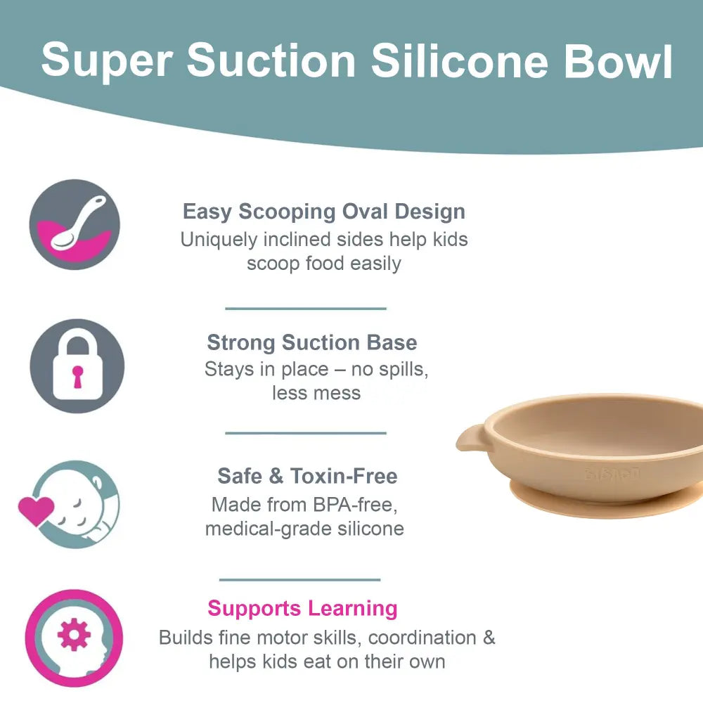 BiBaDo Silicone Suction Bowl – Non-Slip, Easy Scoop Oval Shape Feeding Bowl for Baby– BPA Free