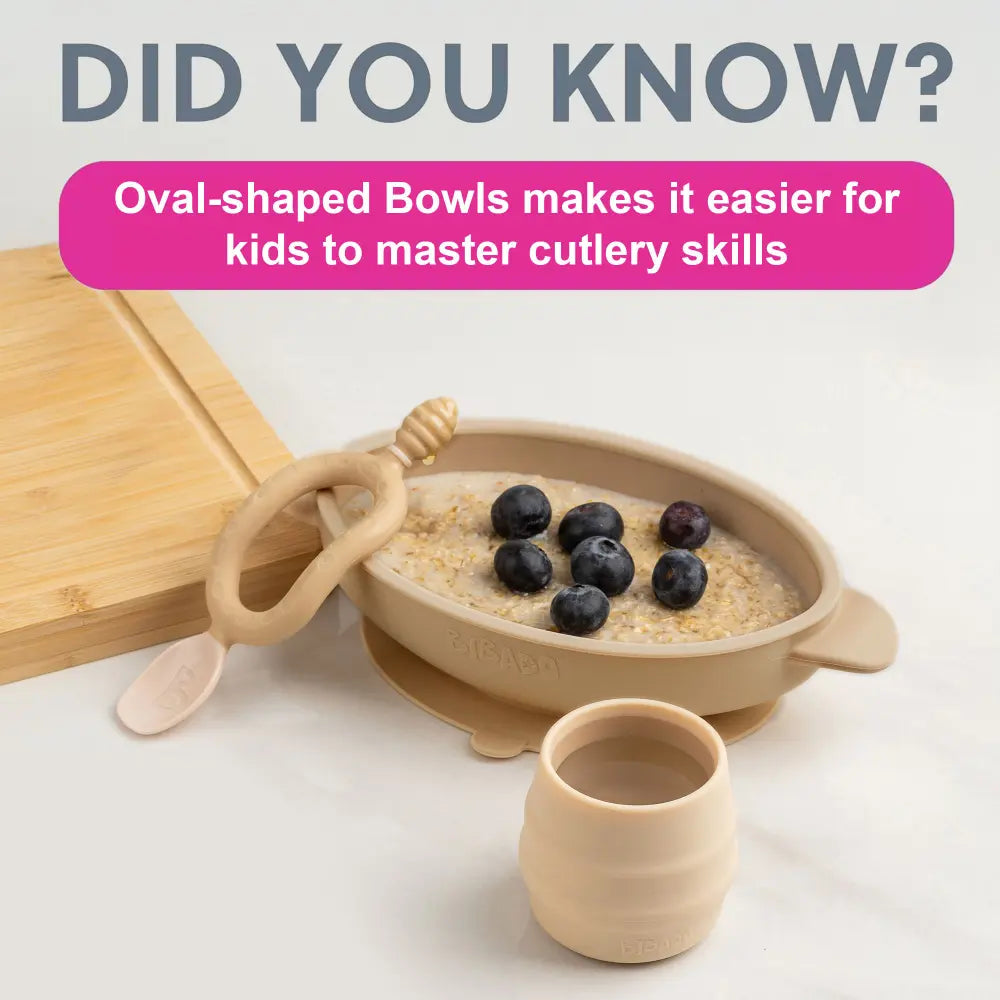BiBaDo Silicone Suction Bowl – Non-Slip, Easy Scoop Oval Shape Feeding Bowl for Baby– BPA Free